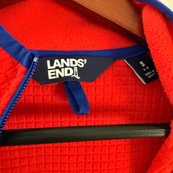 Lands’ End Women’s Fleece Jacket Small Orange & Blue Full-Zip Cozy Layer - Picture 2 of 10